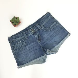 STS Blue Frayed Cuff Boyfriend Denim Jean Shorts